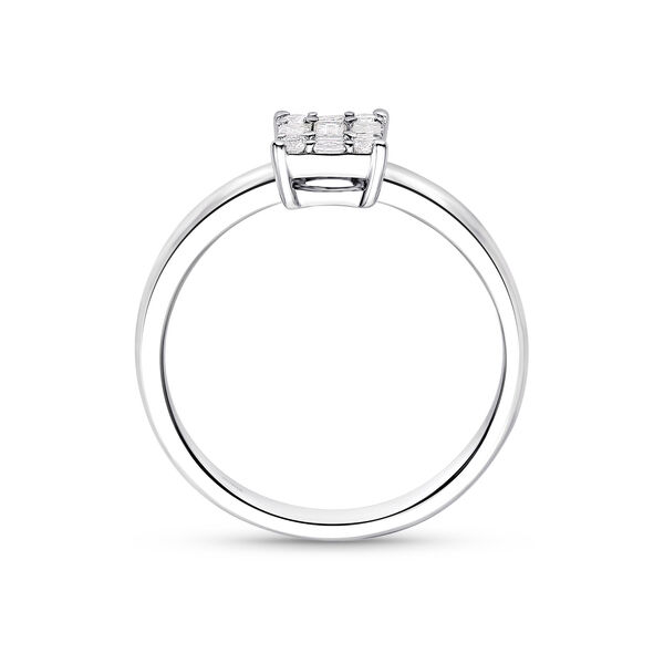 White Gold and Diamond Rectangular Cluster Ring